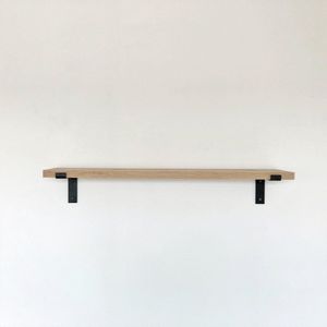 GoudmetHout Massief Eiken Wandplank - Wandrek - 80x20 cm - Industriële Plankdragers L-vorm - Staal - Mat Blank
