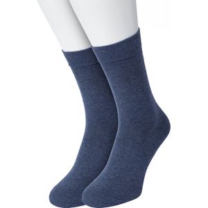 Bonnie Doon Basic Sokken Dames Jeans Blauw maat 36/42 - 2 paar - Basis Katoenen Sok - Gladde Naden - Brede Boord - Uitstekend Draagcomfort - Perfecte Pasvorm - 2-pack - Multipack - Effen - Gemeleerd - Denim - Jeans Heather - OL834222.108