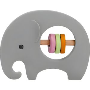 Baby Rammelaar - Olifant - Educatief - Speelgoed - Kleurrijk - Grijs - Grijpspeelgoed - Kindvriendelijk - Rubber - Teedz