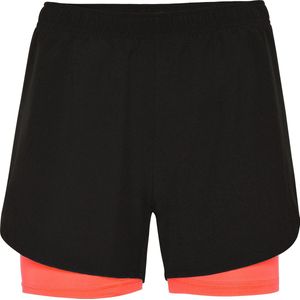 Zwart / Oranje dames korte sportbroek en elastische band model Lanus maat XL