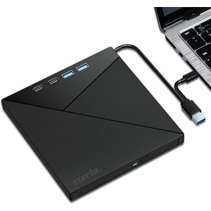 5in1 Externe CD DVD Speler en Brander – Compact, Plug & Play, USB-C & USB 3.0 – Geschikt voor Windows - Mac - Linux - Hoge Snelheid