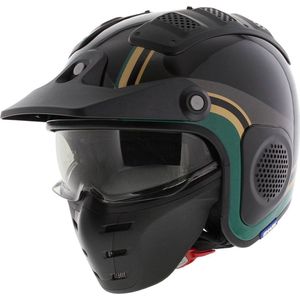 Shark X-Drak Trial Helm Hister glans zwart groen goud XS - Motorhelm Scooterhelm