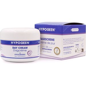 Hypogeen Dagcrème - Anti-rimpel Crème met Hyaluronzuur - Vrij van Parabenen, Parfum en Siliconen - Tegen Huidveroudering - Met Squalaan en Q10 - Hypoallergeen - pH-neutraal - Hydraterend - Voor Droge en Gevoelige Huid - Pot 75ml