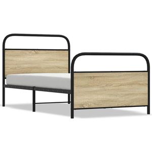 vidaXL - Bedframe - zonder - matras - bewerkt - hout - sonoma - eikenkleur - 90x190 - cm