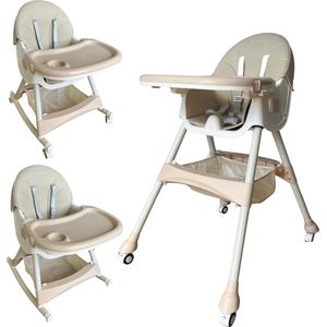 KIDLUX Kinderstoeltje voor Peuter - Kinderstoel 3 in 1 - Schommelstoel Baby - Wipstoel Baby - Inklapbaar - Kinderzetel - Peuterstoel - Meegroei Stoel - Beige