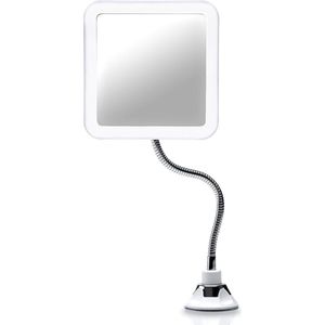 Flexibele Vergrotende Spiegel 10X met LED licht en Arm, Verlichte Reis Make-up Spiegel – Vergrendelbare Zuignap, Natuurlijk Daglicht LED, Draadloos en Draagbaar (Mira Plus)