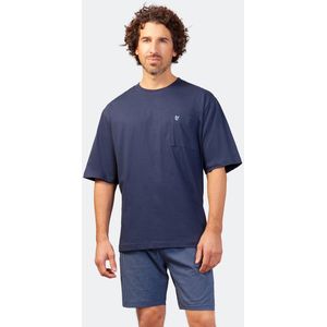 Hajo - Heren Shortama - Blauw - Katoen - 100% Supergekamd