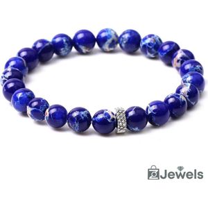 OZ Jewels - Blue Regalite Kralenarmband - Natuurstenen - Elastisch