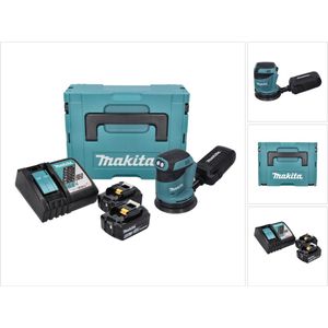 Makita DBO 180 RGJ 18 V 125 mm accu excentrische schuurmachine + 2x 6.0 Ah accu + lader + Makpac