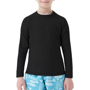 MEETHOO UPF 50+ Jongens zwemshirt met lange mouwen, kinderzwemshirt met UV-bescherming, kinderzwemshirt, rashvest, surfshirt-Lange mouwen-ZWART-XS