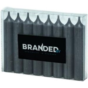 Branded By  - Dinerkaarsen set van 8 (2,1 x 12 cm) - Dark Grey