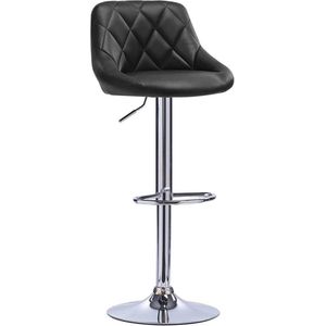 Barkruk Deluxe Addy - Industrial - Zwart - Barkrukken set van 1 - Barstoel Kruk - Barstoelen met rugleuning - Keukenstoel - In hoogte verstelbaar - Kunstleer