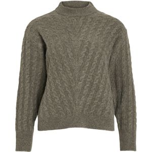 VILA trui taupe met kabels