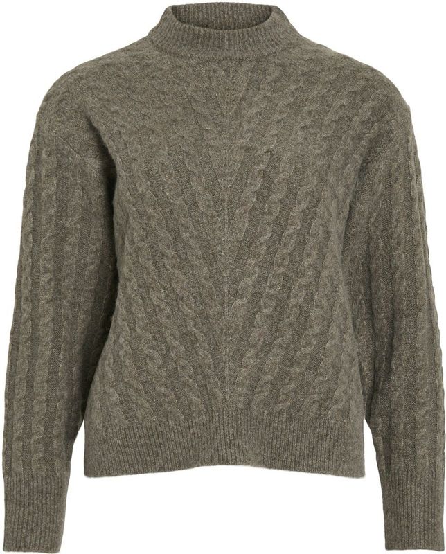 VILA trui taupe met kabels