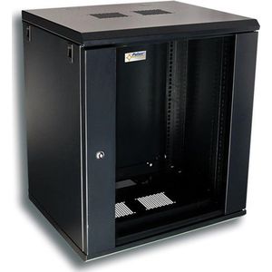 Easy-Rack Wand patchkast met glazen deur. 12U, 450mm diep.