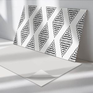 Wallfluent Vinyl Wandpaneel - Ruitpatroon Wandpaneel PVC - 120 cm x 60 cm - Zwart Vinyl Wandpaneel - Set van 1 - Rechthoekig Wandbekleding Vinyl - Patroon Wandpaneel - Zelfklevend Wandpaneel - Wandpaneel Keuken en Badkamer