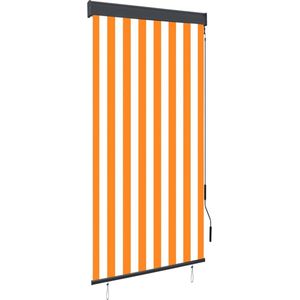 The Living Store Tuinrolgordijn - Wit/Oranje - 80x250cm - Ademend polyesterstof met PA-coating