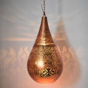 Oosterse metalen hanglamp Filigrain Druppel | 1 lichts | koper | metaal | Ø 21 cm | 42 cm | sfeervol / traditioneel design