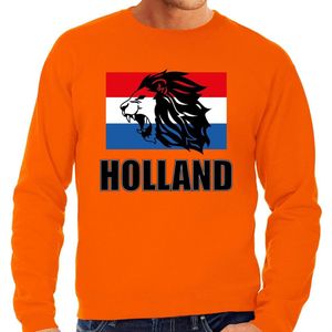 Grote maten oranje fan sweater voor heren - met leeuw en vlag - Holland / Nederland supporter - EK/ WK trui / outfit XXXL
