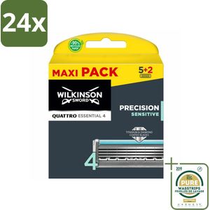 Wilkinson Sword - Navulmesjes - Quattro Essential Sensitive - Zacht - 7 mesjes - Voordeelverpakking - 24 stuks - Wilkinson Sword - Quattro Essential