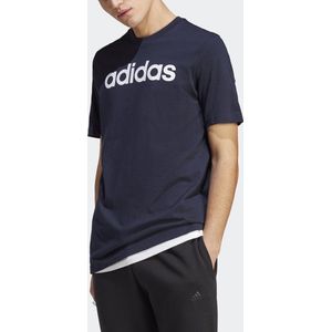 adidas Sportswear Essentials Single Jersey Linear Geborduurd Logo T-shirt - Heren - Blauw- 2XL