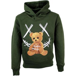 S&C Hoodie Smiley Bear groen Kids & Kind Jongens Groen - Maat: 98/104