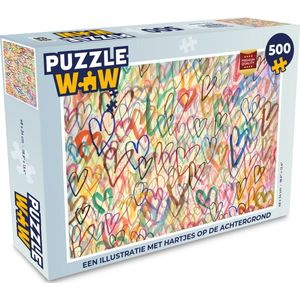 Puzzel Een illustratie met hartjes op de achtergrond - Legpuzzel - Puzzel 500 stukjes