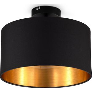 B.K.Licht - Zwart Gouden Plafondlamp - Ø30cm - decoratief - ronde plafonniére - met E27 fitting - excl. lichtbron