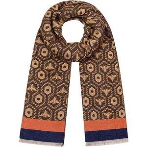 Bruine Viscose Sjaal Bijen Print - Trendy & Classy Sjaals - Multi print sjaals - Bruin