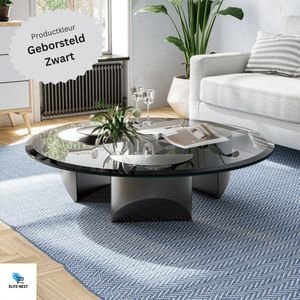 EliteNest® - Moderne Salontafel - Ronde Koffietafel - Gehard Glas - Stalen Poten - Stijlvol Ontwerp - 150 kg Draagkracht