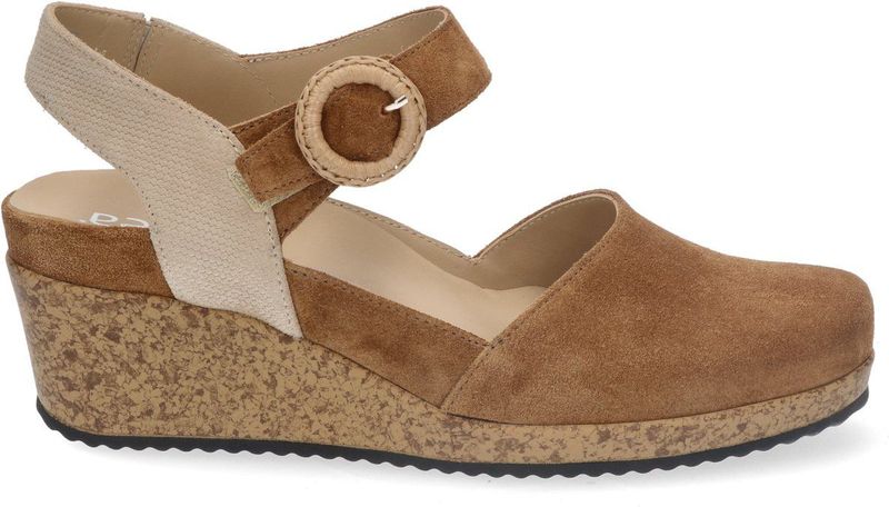 Durea - Slingback Sandalen - Zwart - Kurk-look Sleehak