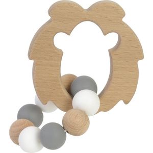 BamBam Eco-vriendelijk houten Bijtring Leeuw - Grijs - Baby cadeau