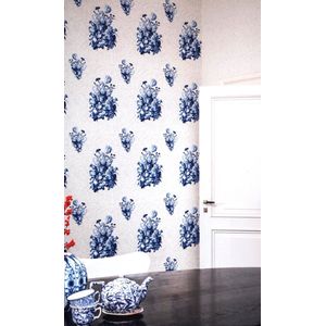 blauw bloemen behang dutch masters 17805