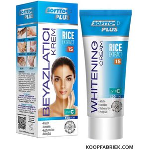 Softto Plus - Whitening Rijstextract Bodycrème 100 (ml.) | Voor het bleken van de huid | Whitening Cream | Vitamine A + B1 /B2 + C + E | Rozenbottel | Verwijderd Oneffenheden | Gevoelige Huid | Zeer Effectief | SPF - 15 |