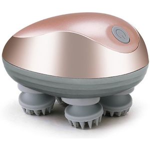 Elektrische hoofdmassager, magnetisch oplaadbaar, draagbaar design, ontspant en reinigt de hoofdhuid grondig, roségoud.