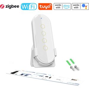 Tuya Wifi Zigbee - Intelligente Draadloze Scène Touch Switch - Home Licht - Afstandsbediening - 2.5D Gebogen Gehard Glas Fluorescerend.