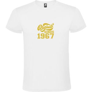 Wit T-Shirt met “Original Sinds 1967 “ Afbeelding Goud Size M