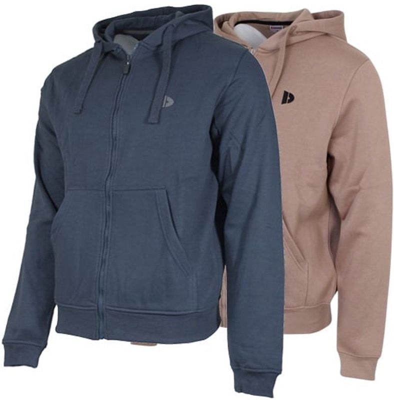 2-Pack Donnay - Sweatvest met capuchon (Bruce) - Sportvest - Heren - Navy/Taupe-grey (725) - maat S