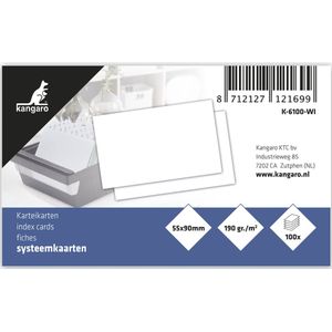Kangaro systeemkaarten - 55x90mm - blanco - 190 grams - pak a 100 vel - K-6100-WI