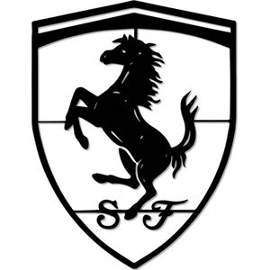 Scuderia Ferrari - Logo - Metaalkunst - Wit - 88,9 x 64 cm - Auto Decoratie - Muur Decoratie- Man Cave - Cadeau voor man- Inclusief ophangsysteem