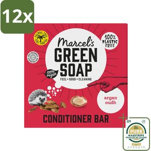 Marcel's Green Soap - Conditioner Bar - Argan & Oudh - Krachtige werking - 60 gr - Voordeelverpakking - 12 stuks - Argan - Oudy