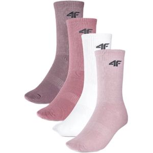 Set van 4 paar meisjessokken 4F F297 hoog katoen roze 32/34 EU