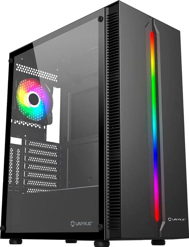 Unykach - Lumina 205 - PC-behuizing - Zwart - ATX - ARGB LED-strip