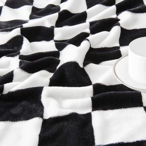 Cosy Fleece Deken Zwart Geruite Flanellen Gezellige Dambordpatroon 150 cm x 200 cm