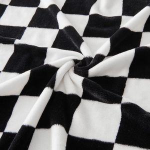 flanellen fleece deken schaakbord 150 x 200 cm, het hele jaar door zwart geruite deken voor bed, bank, auto