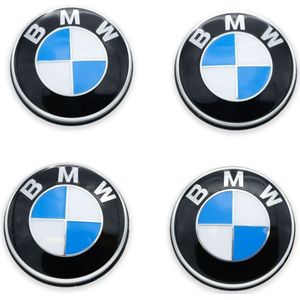 BMW - Naafdoppen Set met Vaststaand Logo - Ø 65 mm - Originele Auto Accessoire - Zwart
