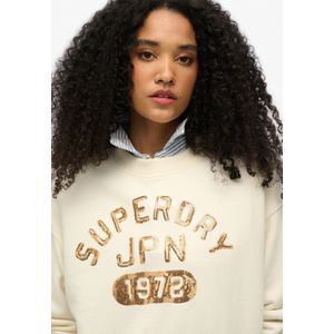 Embellished Varsity Loose Crew Trui Meisjes - Maat 10 jaar