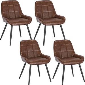 Set van 4 eetkamerstoelen - Gestoffeerde stoelen - Kunstleerstoelen - Ergonomisch ontwerp - Duurzaam en stabiel - Vloerbescherming - 81,5 cm x 38 cm x 43 cm