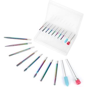 Allecto plus - Manicure-boorset voor gelnagels en nagelriemenverwijdering thuisgebruik - 10 stuks, professioneel pedicuregereedschap