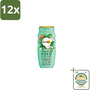 Lovea – Shampoo – Kokos & Groene Thee – Verfrissend – 250 ml - Voordeelverpakking - 12 stuks - Frisse reiniging - Biologische kokosolie